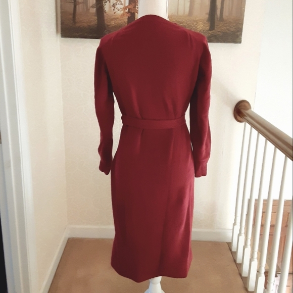 Vintage 100% Cashmere Red Dress with Belt - Picture 3 of 9